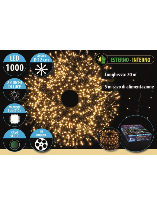 CLASSIC CAVO V. CLUSTER 1000LED 20+5mt