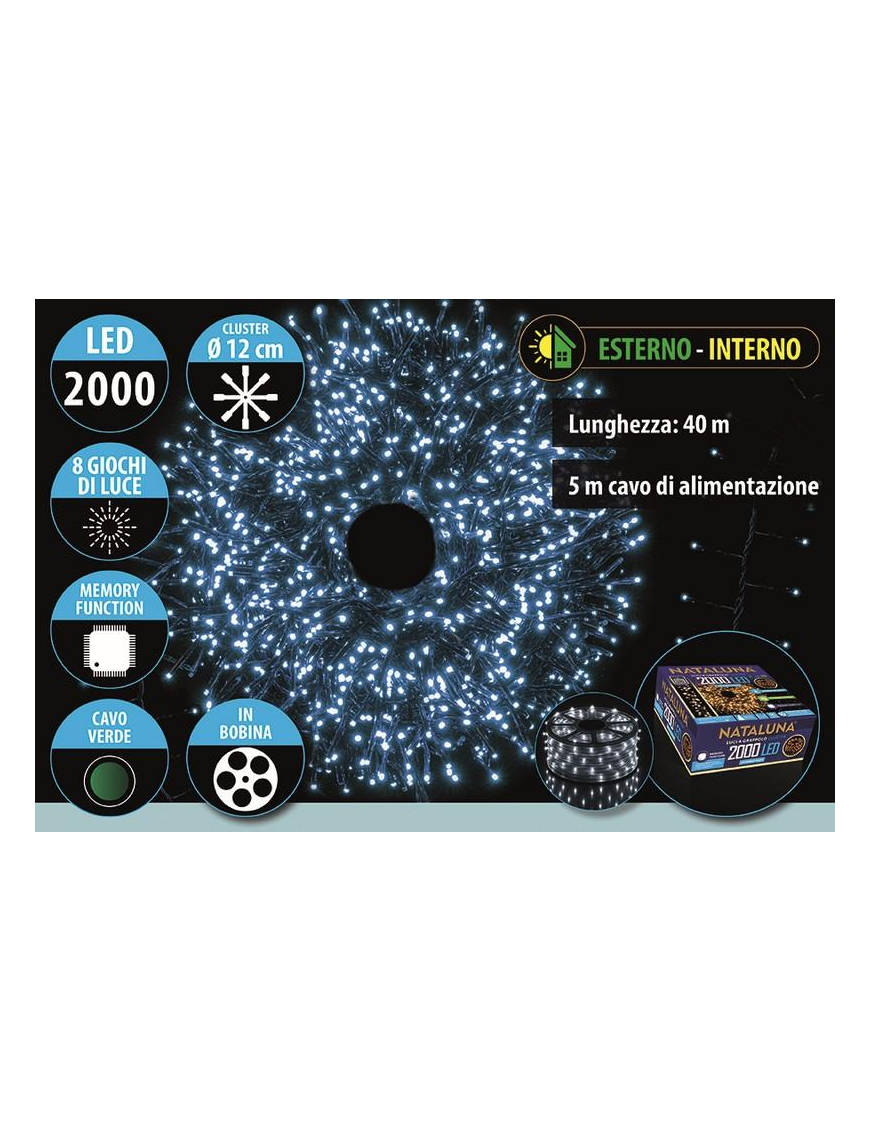 BIANCO CAVO V. CLUSTER 2000LED 40+5mt