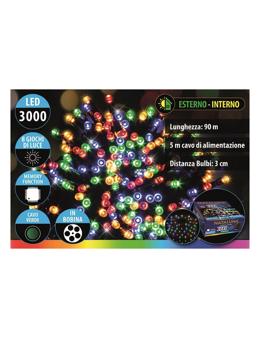 MULTICOLOR CAVO V. 3000LED U.EST 90+5mt