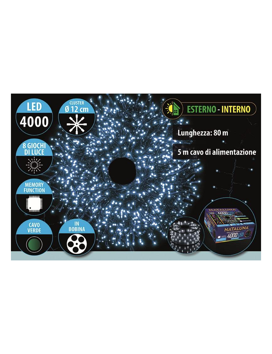 BIANCO CAVO V. CLUSTER 4000LED 80+5mt