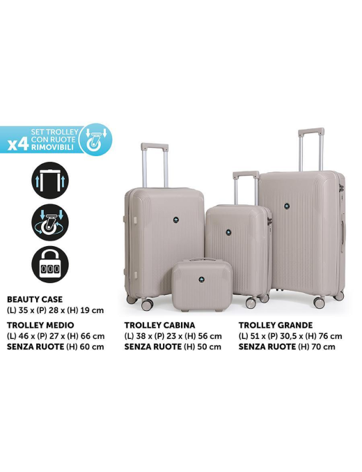 L.TRAVEL TROLLEY R/REMO SABBIA 3pz+BEAUT