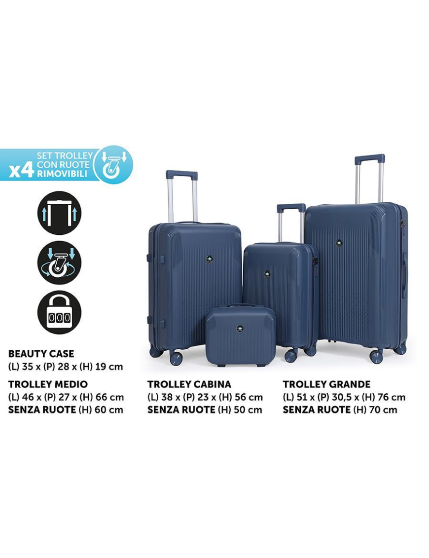 L.TRAVEL TROLLEY R/REMO BLU 3pz+BEAUTY