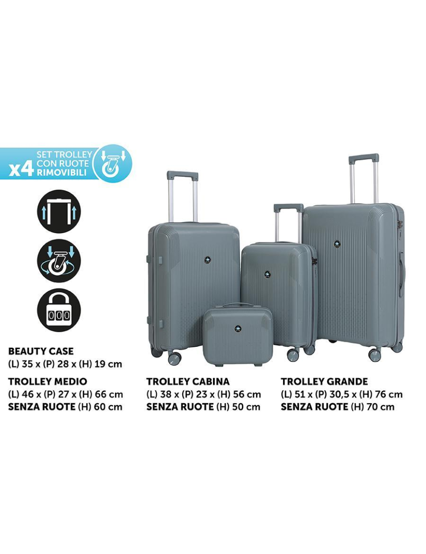 L.TRAVEL TROLLEY R/REMO QUARZO 3pz+BEAUT