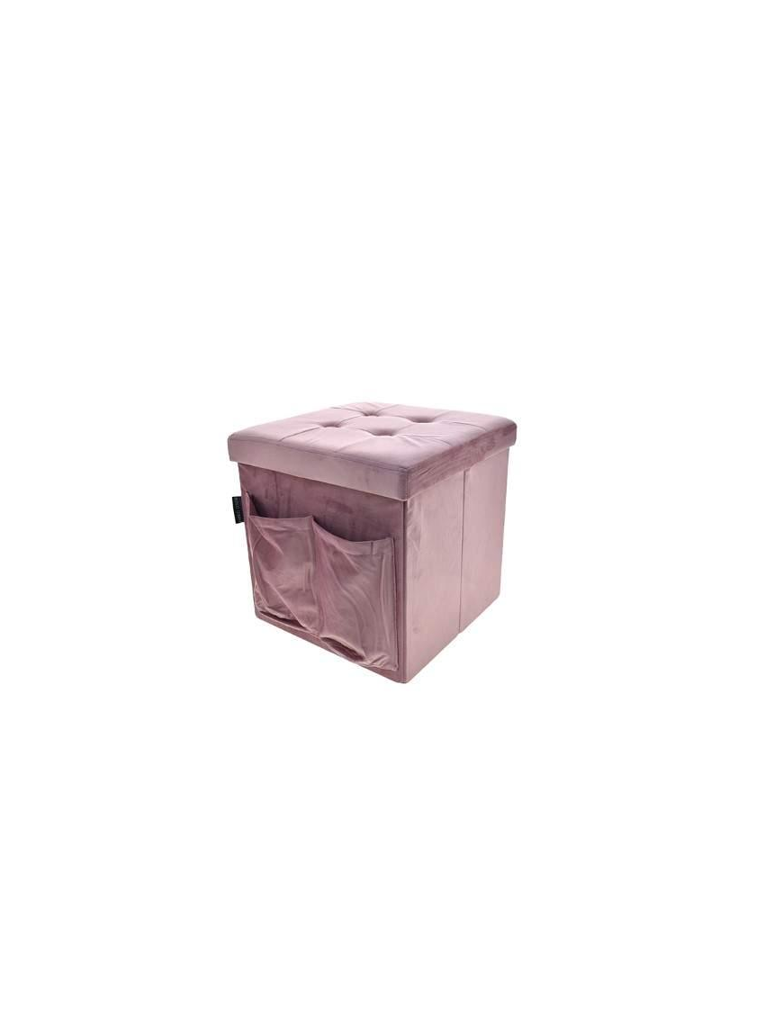 POUF ROSA 38x38 CON TASCHE E BOTTONI