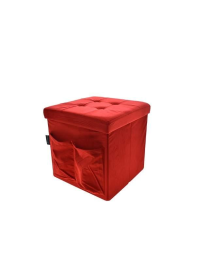POUF ROSSO 38x38 CON TASCHE E BOTTONI