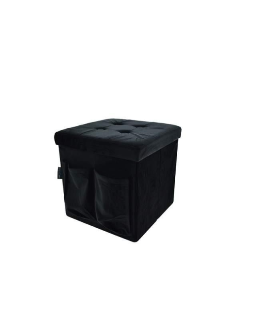 POUF NERO 38x38 CON TASCHE E BOTTONI