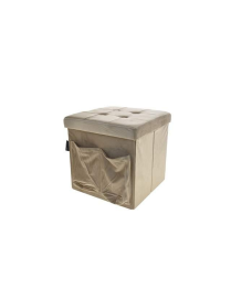 VELVET MINK POUF 50x50 W/POCKETS+BUTTON