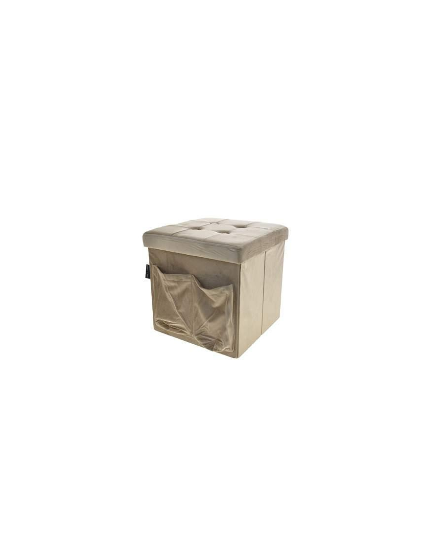 VELVET MINK POUF 50x50 W/POCKETS+BUTTON