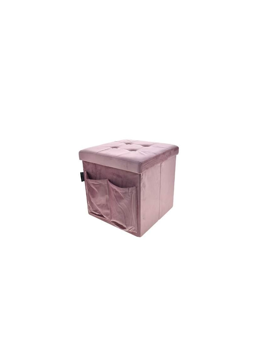 POUF ROSA 50x50 CON TASCHE E BOTTONI