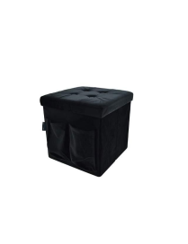 POUF NERO 50x50 CON TASCHE E BOTTONI