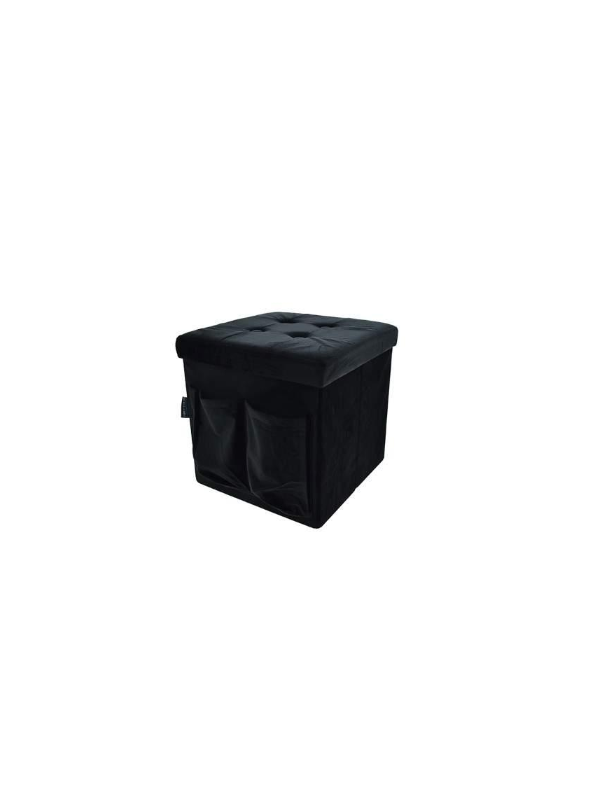 POUF NERO 50x50 CON TASCHE E BOTTONI