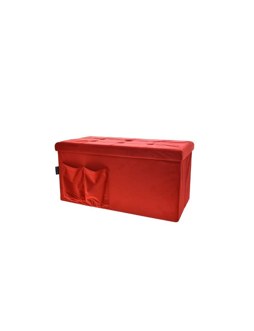 POUF ROSSO 76x38 CON TASCHE E BOTTONI