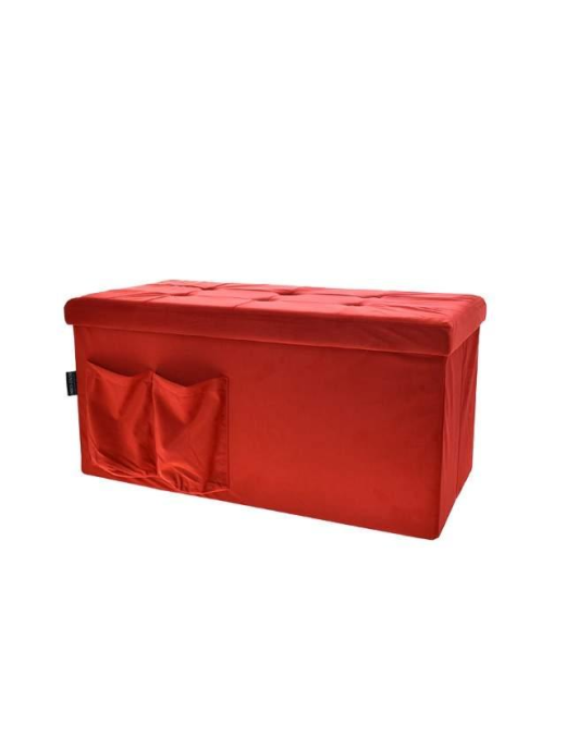 POUF ROSSO 76x38 CON TASCHE E BOTTONI