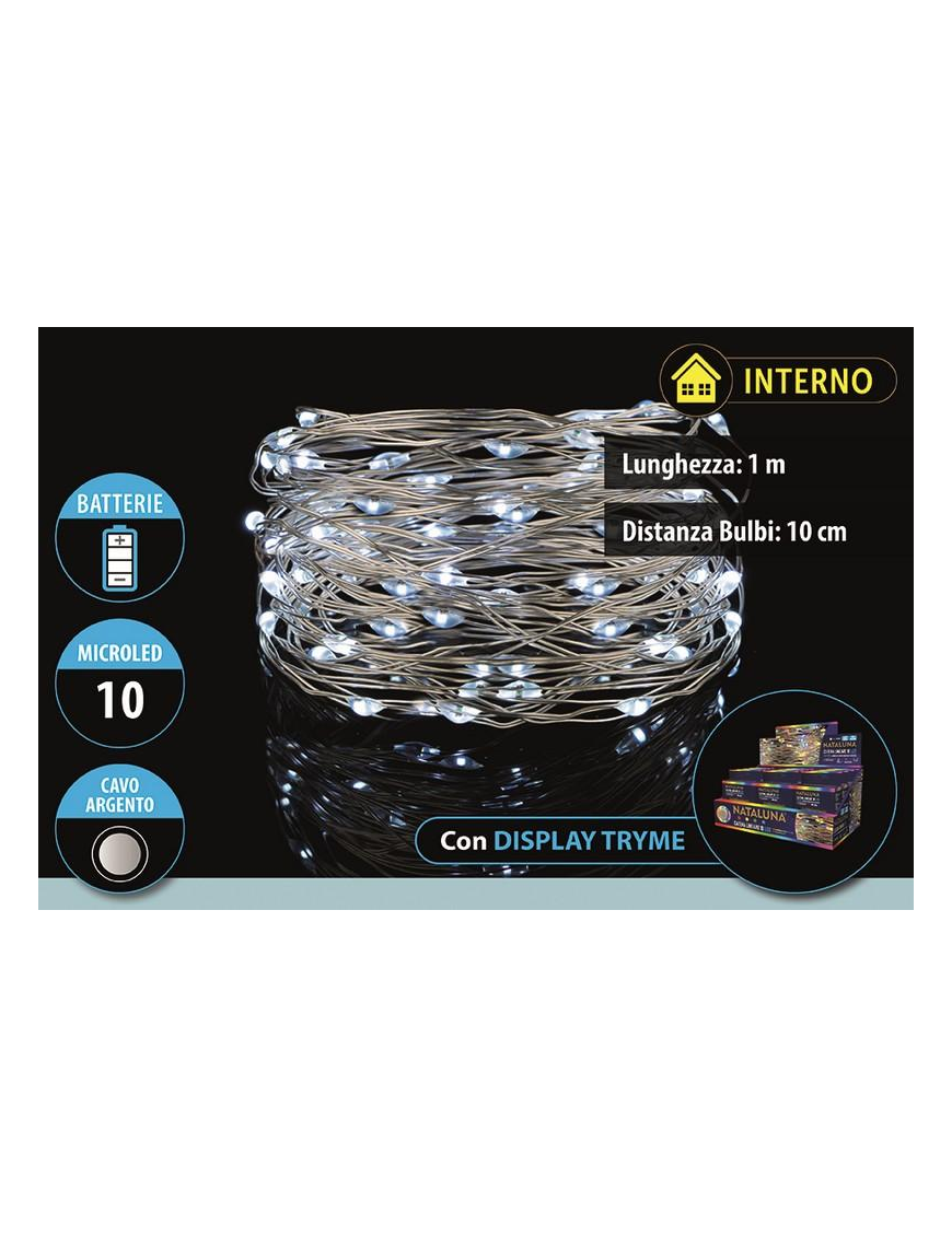 BIANCO 10 MICROLED A BATTERIA 1 METRI UTILIZZO INTERNO