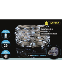 BIANCO 20 MICROLED A BATTERIA 2 METRI UTILIZZO INTERNO