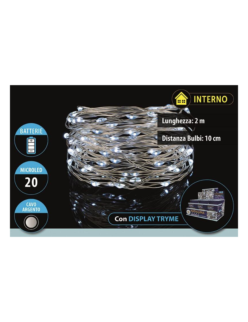 WHITE 20 BATTERY POWERED MICROLED 2 METERS INDOOR USE