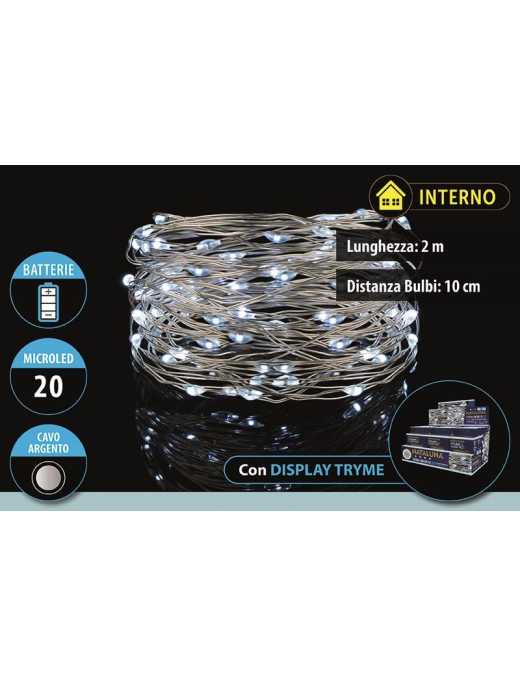 BIANCO 20 MICROLED A BATTERIA 2 METRI UTILIZZO INTERNO