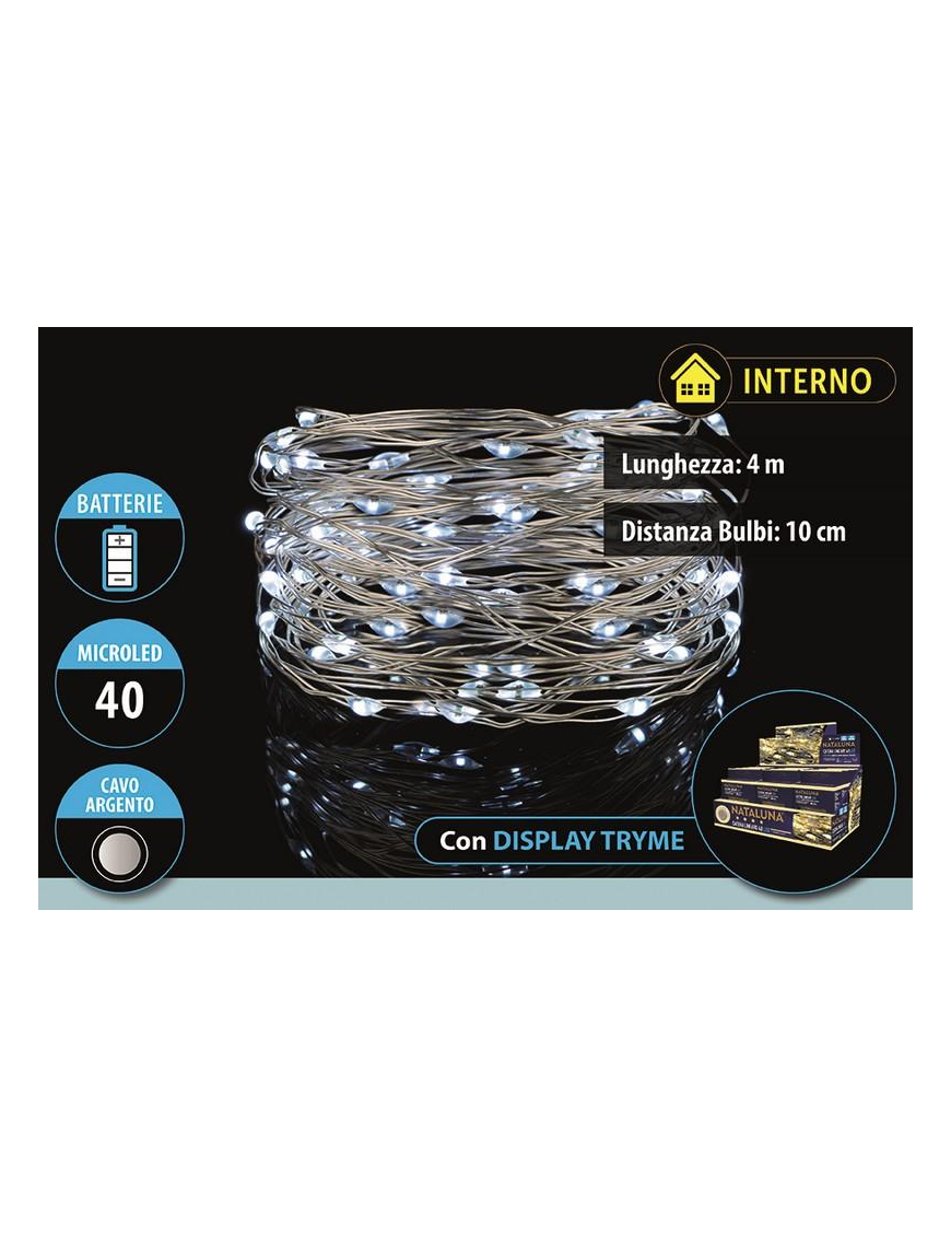 BIANCO 40 MICROLED A BATTERIA 4 METRI UTILIZZO INTERNO