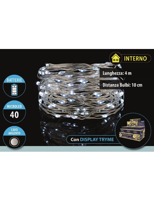 BIANCO 40 MICROLED A BATTERIA 4 METRI UTILIZZO INTERNO