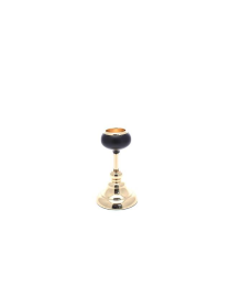PORTACANDELA NERO/ORO diametro 11cm h20cm