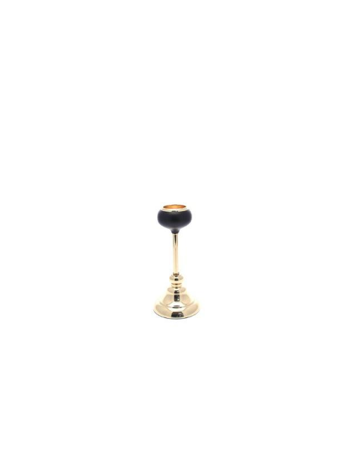 PORTACANDELA NERO/ORO diametro 11cm h25cm