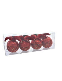 DEC.63 ROSSO/ORO SFERE 10cm 4pz 407216$$