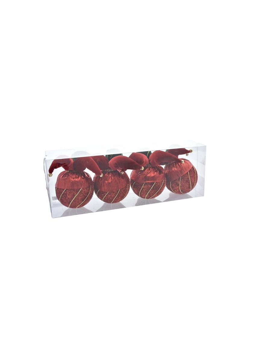 DEC.63 ROSSO/ORO SFERE 10cm 4pz 407216$$