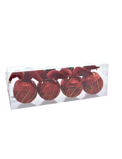 DEC.63 ROSSO/ORO SFERE 10cm 4pz 407216$$