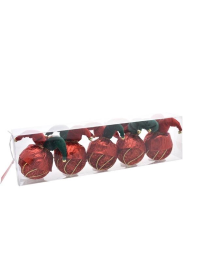 DEC.63 ROSSO/ORO SFERE  8cm 5pz 407216$$
