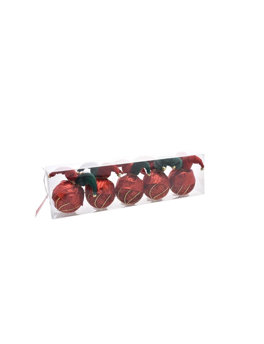 DEC.63 ROSSO/ORO SFERE  8cm 5pz 407216$$