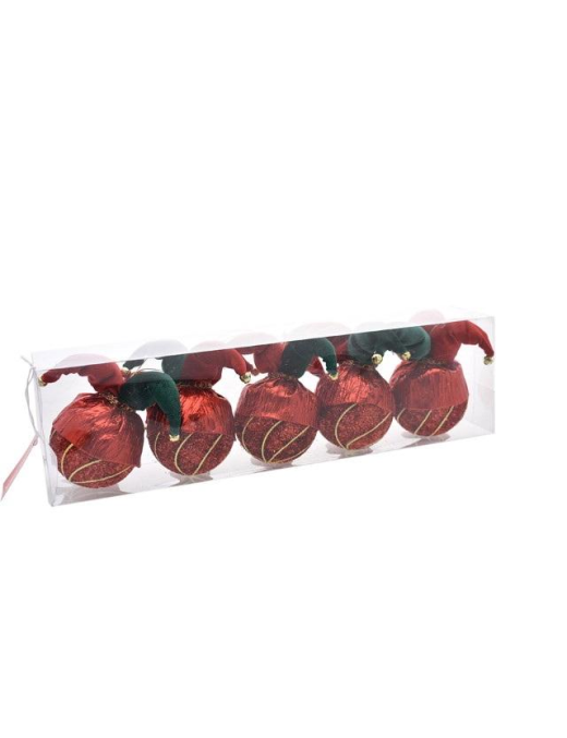 DEC.63 ROSSO/ORO SFERE  8cm 5pz 407216$$