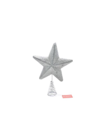PUNTALE GLITTER STELLA ARGENTO 26cm $$