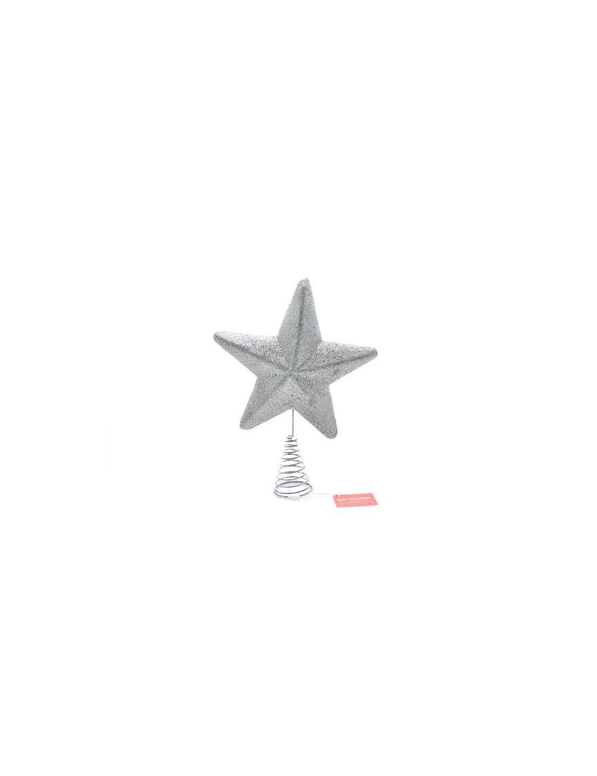 PUNTALE GLITTER STELLA ARGENTO 26cm $$
