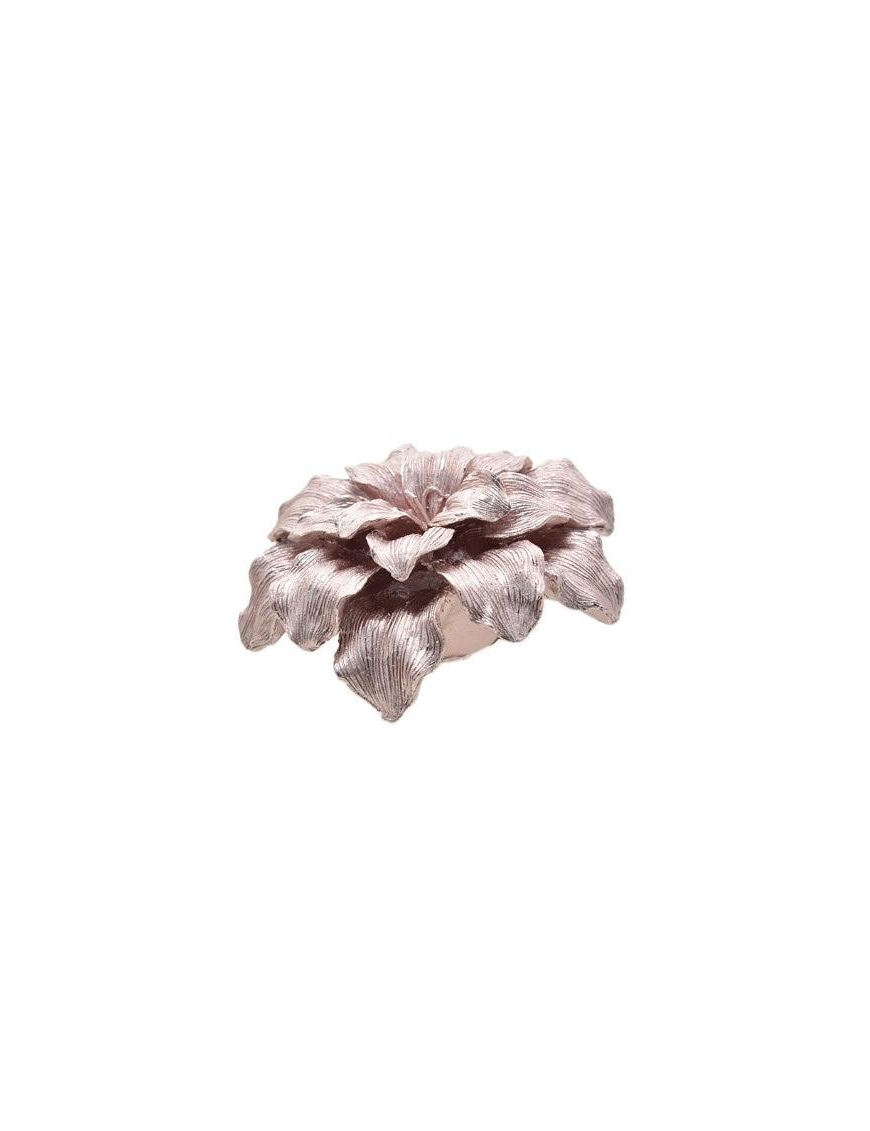 CANDELA ROSA METALLIZZATO A FORMA DI FIORE 18x18x8,5cm