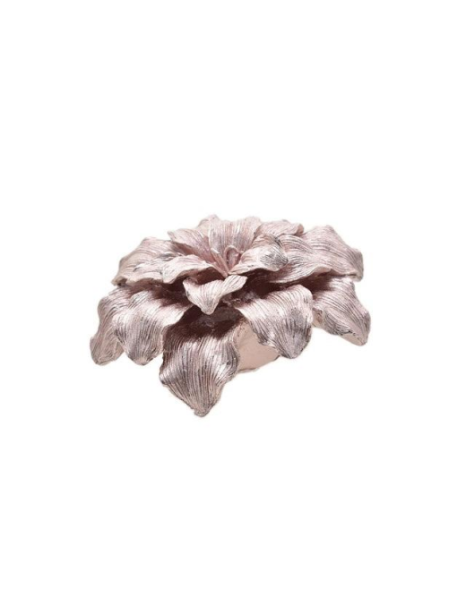 CANDELA ROSA METALLIZZATO A FORMA DI FIORE 18x18x8,5cm