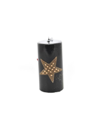 CANDELA C/STELLA NERO CILINDRO 7x7x14 $$