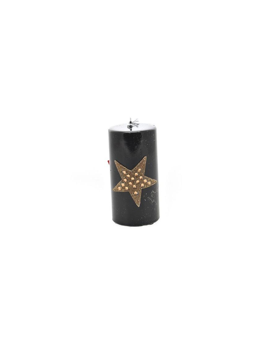 CANDELA C/STELLA NERO CILINDRO 7x7x14 $$