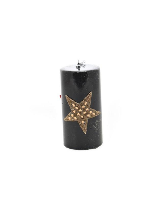 CANDELA C/STELLA NERO CILINDRO 7x7x14 $$