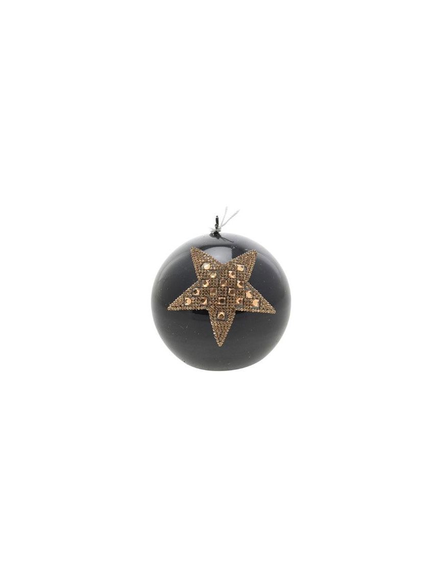 CANDELA C/STELLA NERO SFERA  9cm $$