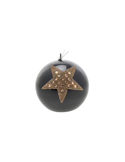 CANDELA C/STELLA NERO SFERA  9cm $$