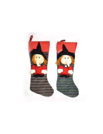 CALZA TESSUTO 57x24 CENTIMETRI CON BEFANA