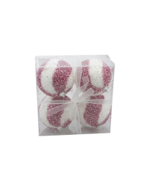 L.DEC.50 BIANCO/ROSA SFERE 10cm 4pz $$