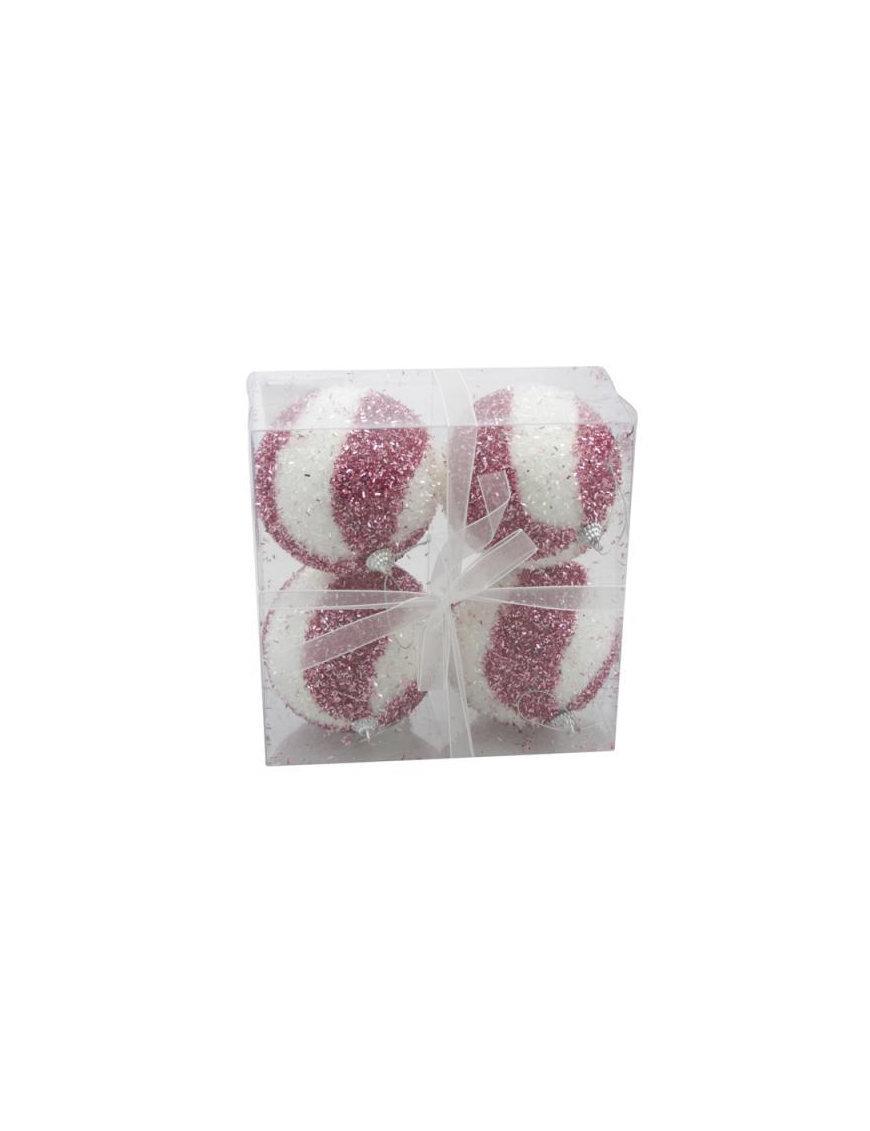L.DEC.50 BIANCO/ROSA SFERE 10cm 4pz $$