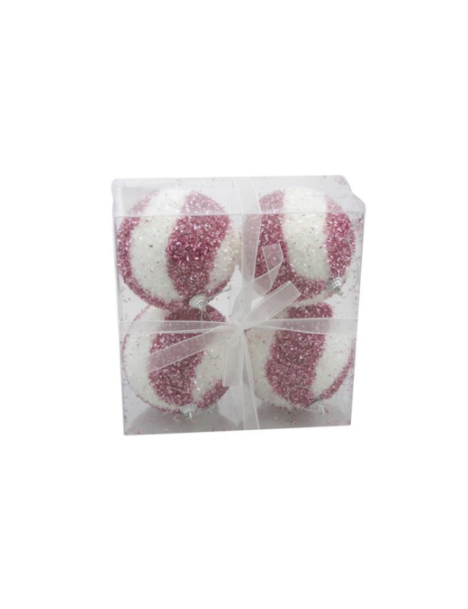 L.DEC.50 BIANCO/ROSA SFERE 10cm 4pz $$