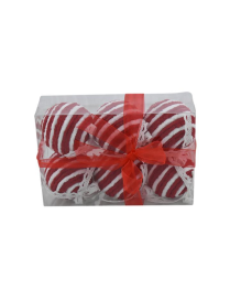 BALLS 7cm RED/WHITE 6 pieces