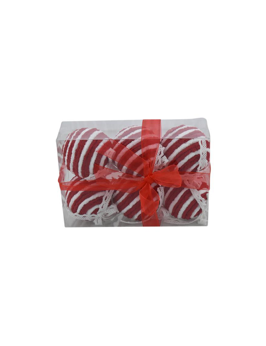 BALLS 7cm RED/WHITE 6 pieces