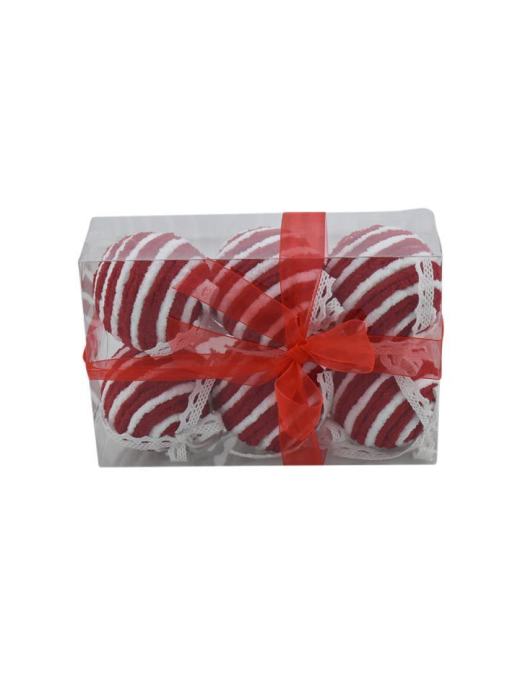 BALLS 7cm RED/WHITE 6 pieces