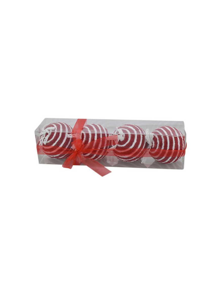 BALLS 10cm RED/WHITE 4 pieces