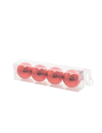 BALLS 7cm GLOSS RED 4 pieces