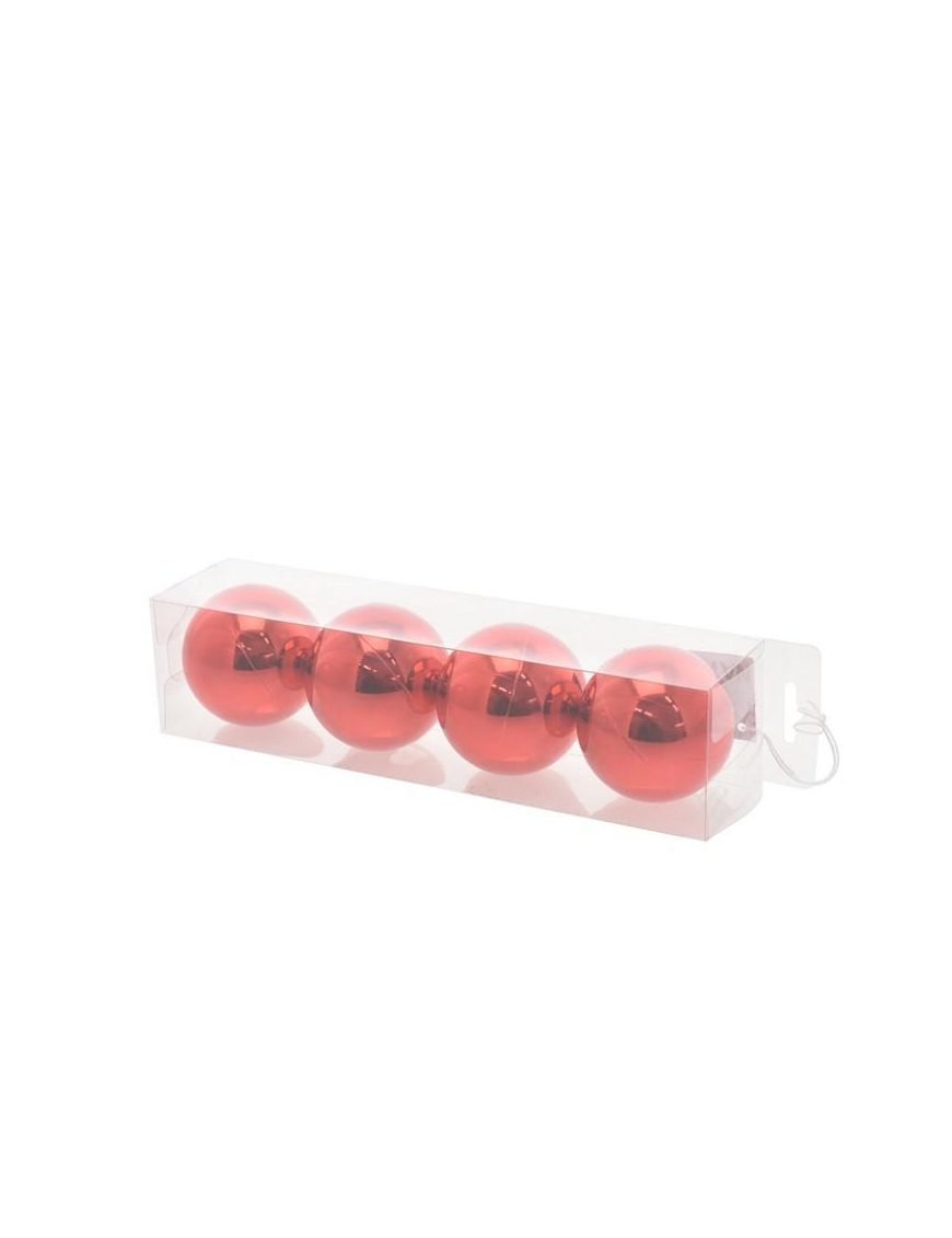 BALLS 7cm GLOSS RED 4 pieces